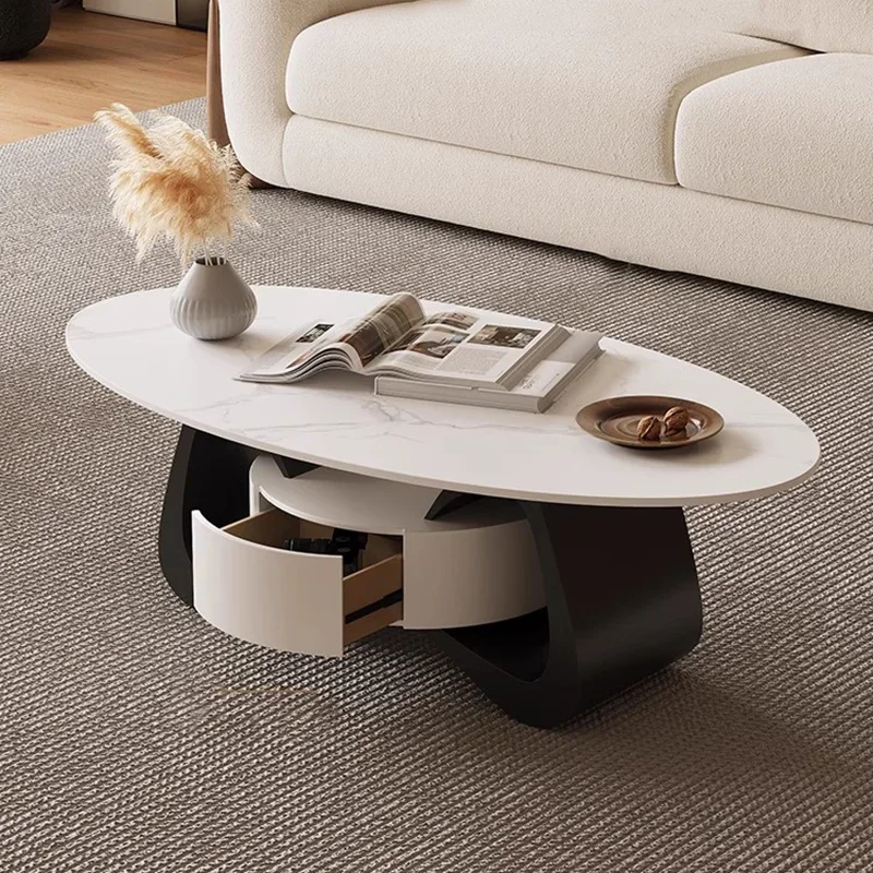 Replik-Luxus-Couchtisch, einzigartiges Design, versteckter Stauraum, trendiger Couchtisch, rund, minimalistisch, Make-up-Möbel, postmoderne Möbel