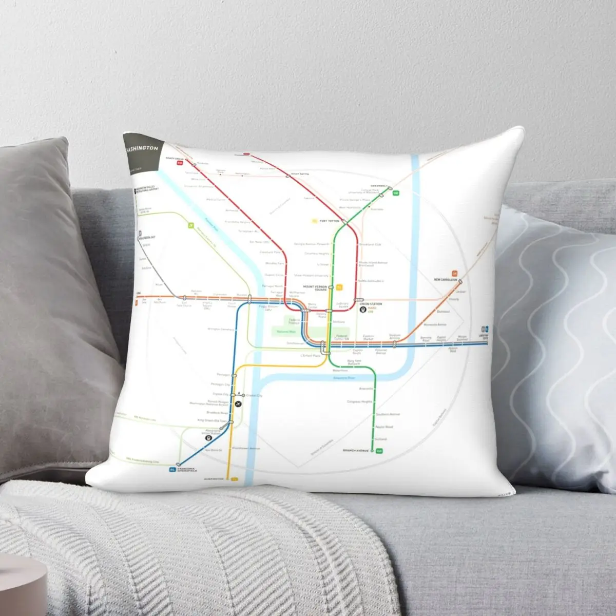 

Washington Metro Map Square Pillowcase Polyester Linen Velvet Printed Zip Decor Pillow Case Sofa Cushion Cover Wholesale 45x45