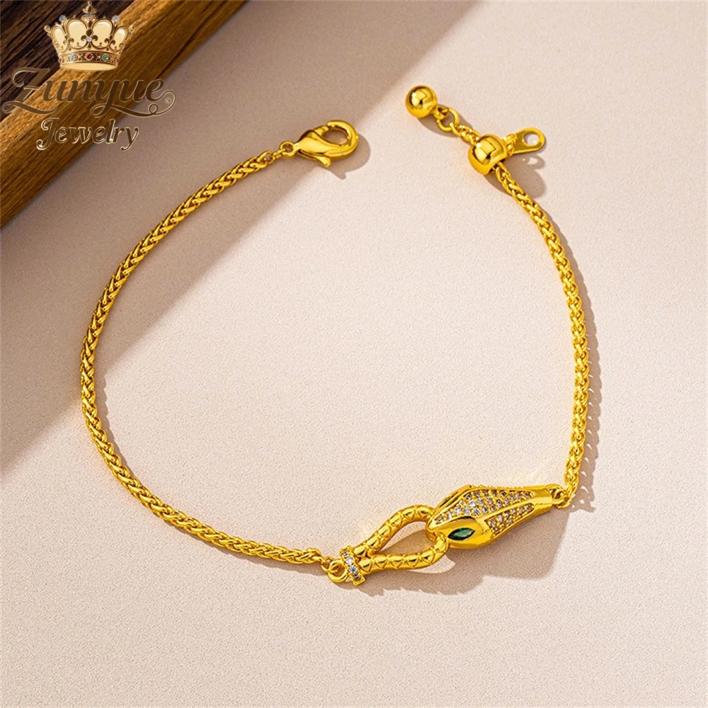 

Sand Gold Spirit Snake Head Hollowed-Out Bracelet Luxury Quality Jewelry Handicraft Fashion Jewelry Exquisite Charms Popular