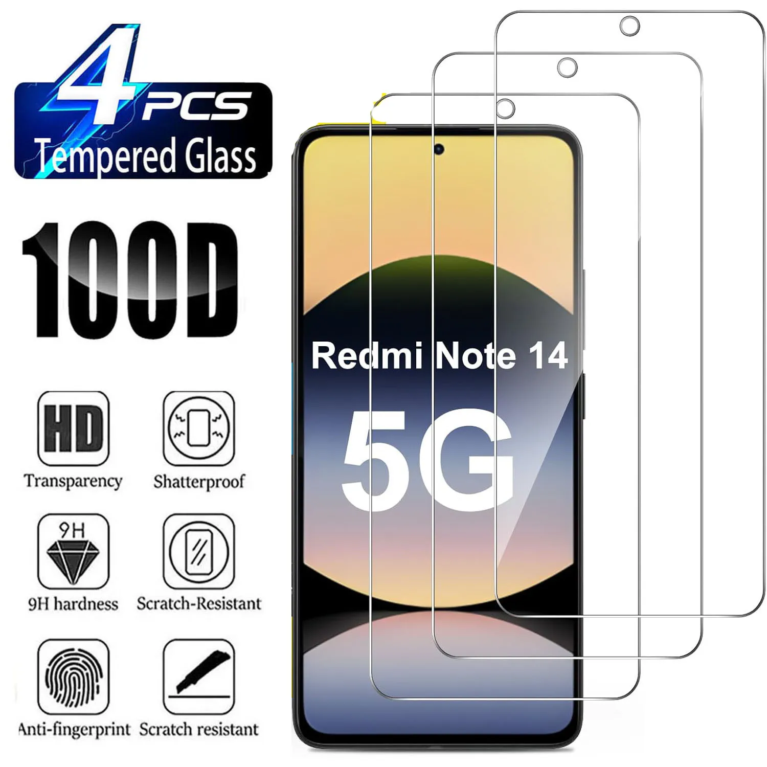 

9H Tempered Glass For Xiaomi Redmi Note 14 5G HD Screen Protector