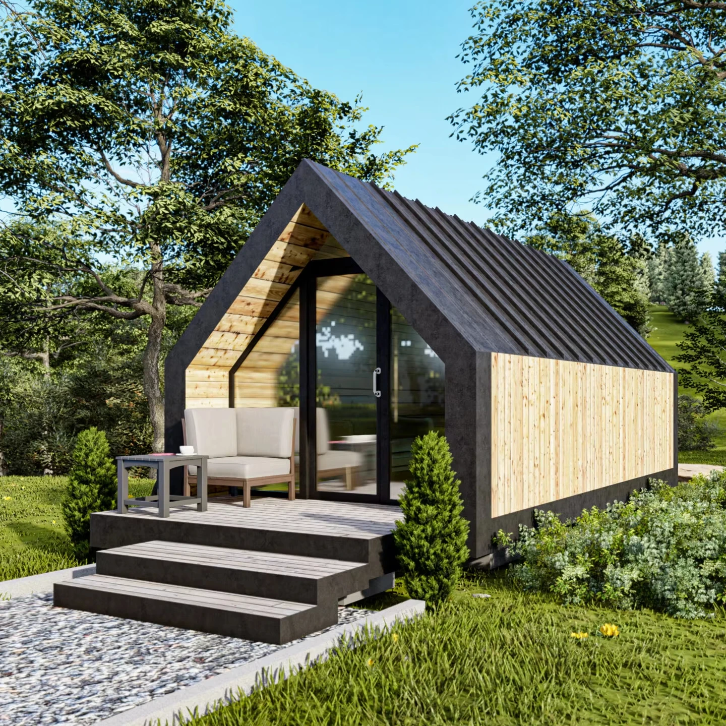 Modern 1-2 Bedroom Prefab Steel Villa Small Triangle Mobile Accommodation Frame House for Office or Apartment Use Triangle House