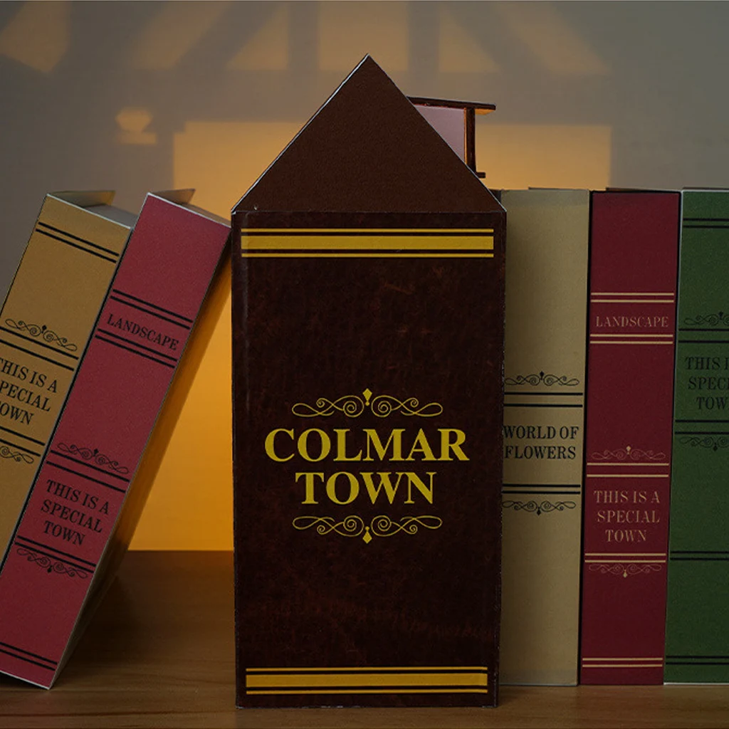 ชุดทำเอง 2-in-1 บ้านตุ๊กตาและมุมอ่านหนังสือไม้ OUZEY - ชุดประกอบโมเดลพร้อมไฟ LED ของตกแต่งบ้าน ของขวัญประกอบเอง