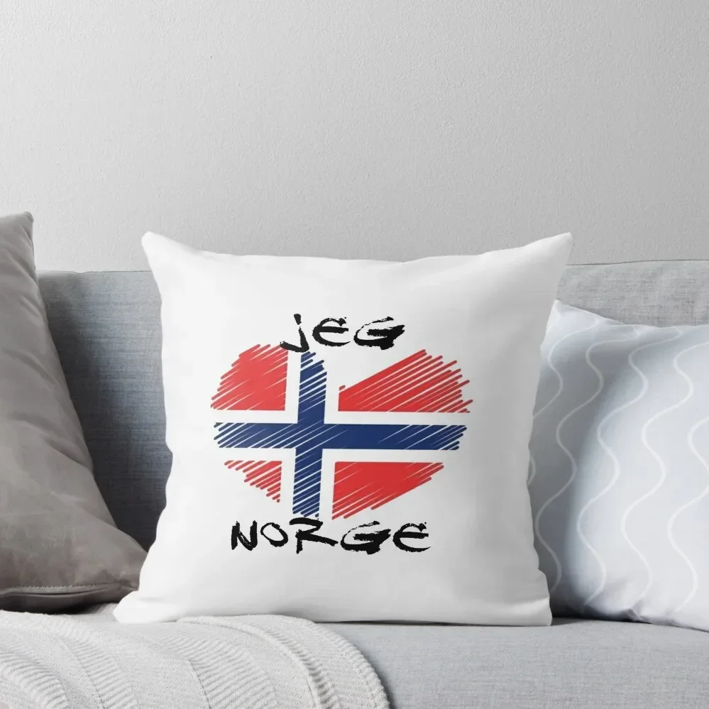 jeg elsker norge, I love Norway, go norway Throw Pillow Sofa Cover Plaid Sofa Cushion Child pillow