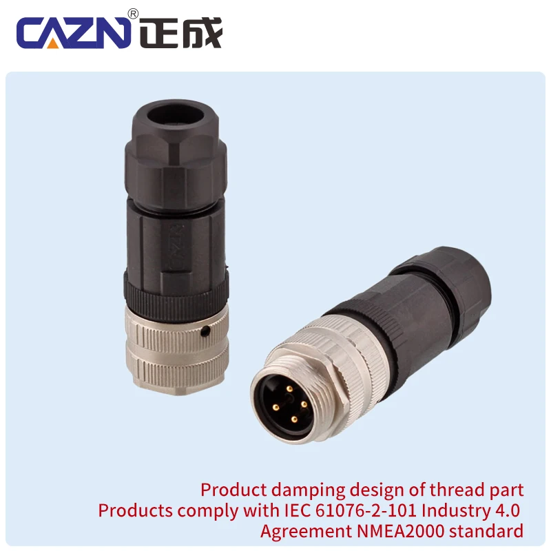 7/8 Plastic Assembled Plug Male/Female Brass 3/4/5/6 Pin Straight & Angled Screw Connect Type PG13 IP67 Circular Connector