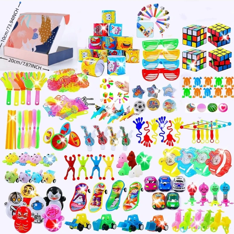

154/200Pcs Fidget Toys Multiple Toy Pack for Kids Birthday Party Xmas Gift Toy Pack Assortment Children's Favorite Party Toy Set