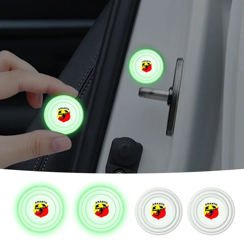 

4Pcs Luminous Car Door Silent Gasket Shock-absorbing Car Stickers For Abarth Stilo Ducato Palio 124 125 Competizione Accessories
