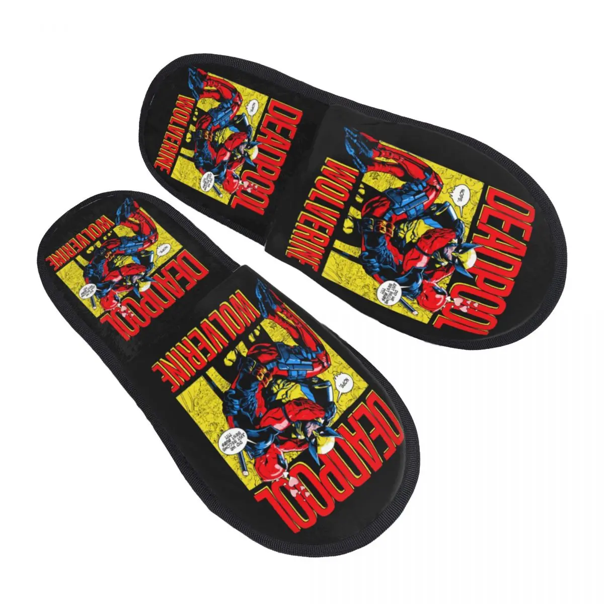 Custom Deadpool Wolverine Cartoon Guest Slippers for Bedroom Women House Slipper