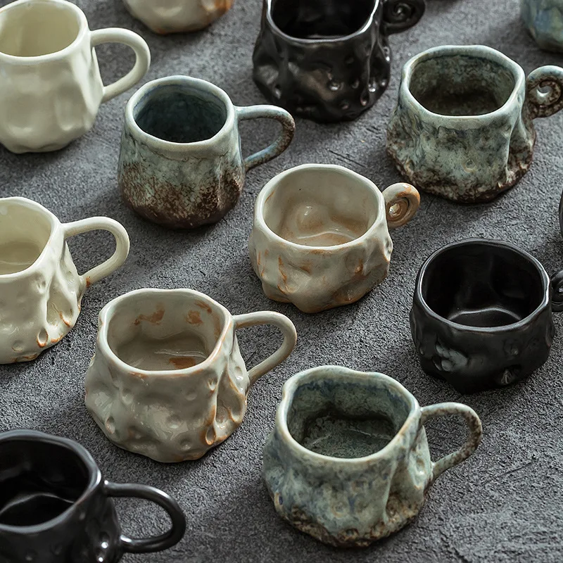 Kiln Transformed Coffee Coarse Pottery Vintage Irregular Mug Home Cafe Ceramic Homestay Water Cup