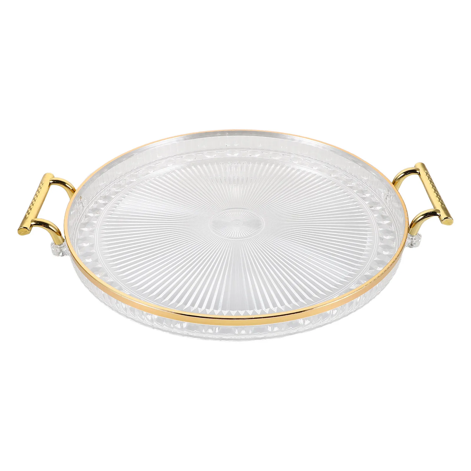

Round Plastic Decorative Tea Tray Clear Serving Tray Handles for Coffee Tea Cups Desserts Organizer Round Trinket Organizer