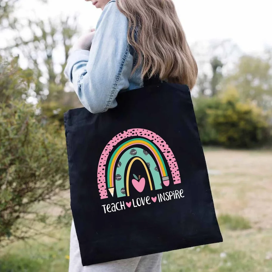 

Teach Love Inspire Tote Bag Teacher Tote Bag, Teacher Rainbow Tote, Gift for Teacher, Teacher Life Bag, Boho Rainbow Design