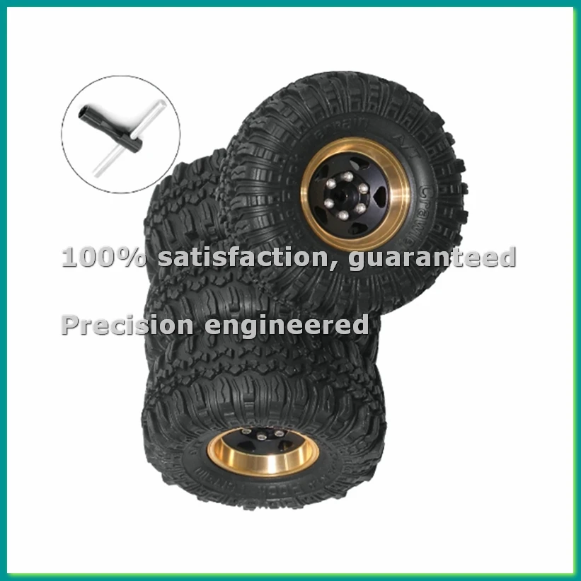 

1.0Inch Metal Wheels with Tires Upgrade Hub Tyre Set for 1/18 RC Crawler Car TRX4-M SCX24 RC Car-ABFT
