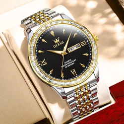 OLEVS 9922 Original Fashion Men's Watches Diamond Dial Waterproof Luminous Quartz Watch for Man Calendar Business Brand Watch