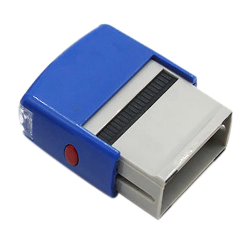 HLZS-2X Self Inking Stamp Set Custom Personalised DIY Business Name Number Address Printing Rubber Stamp With Tweezers Blue