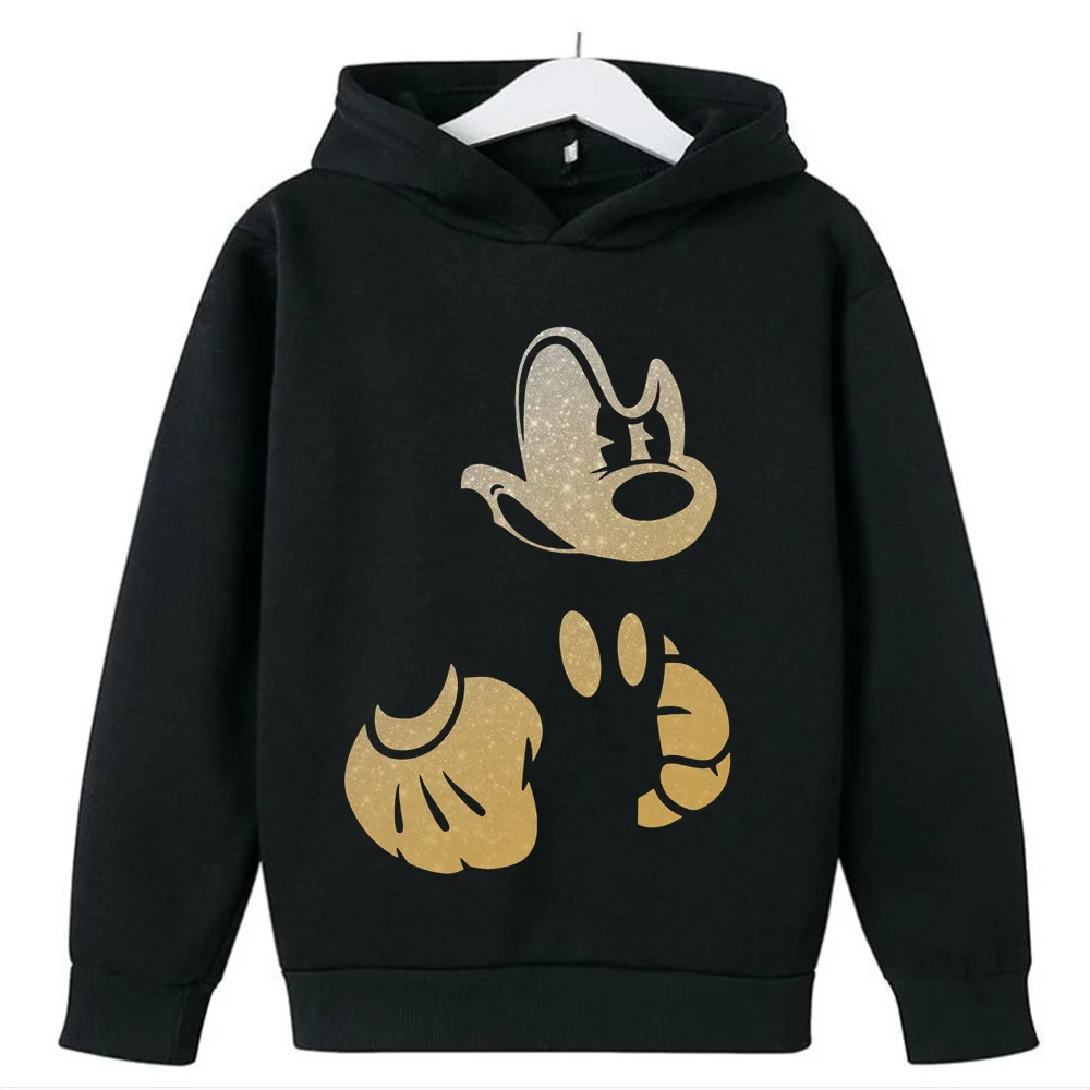 Ropa de Disney para niñas, sudadera con estampado de dibujos animados de Mickey y Minnie Mouse, moda informal para niños de 3 a 14 años