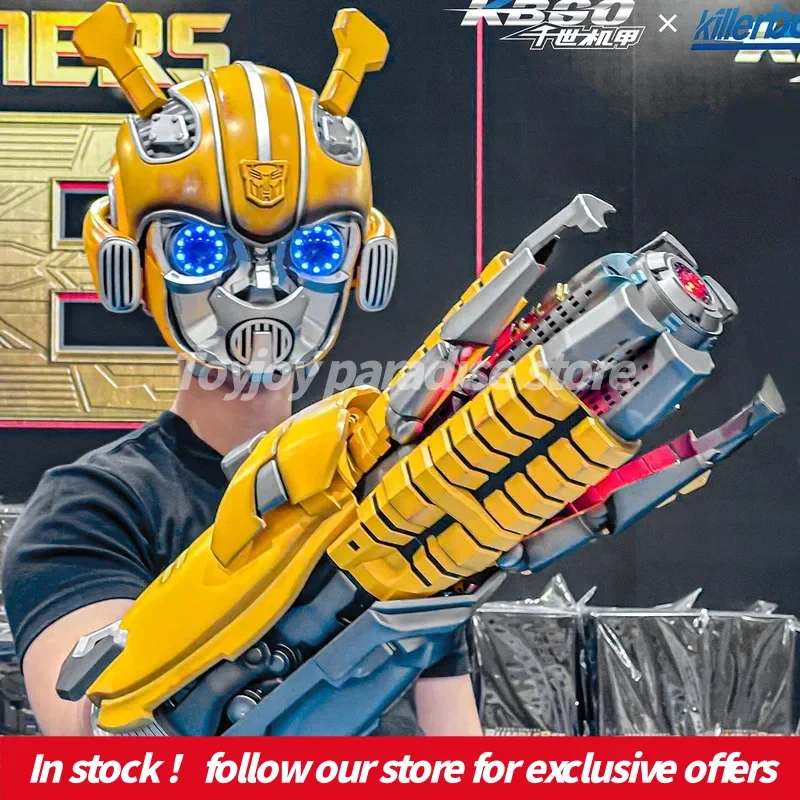 

New Transformers Voice Controlled Bumblebee Wearable Helmet Wearable Cannon Figure Xmas Birthday Gift Toys Model Doll