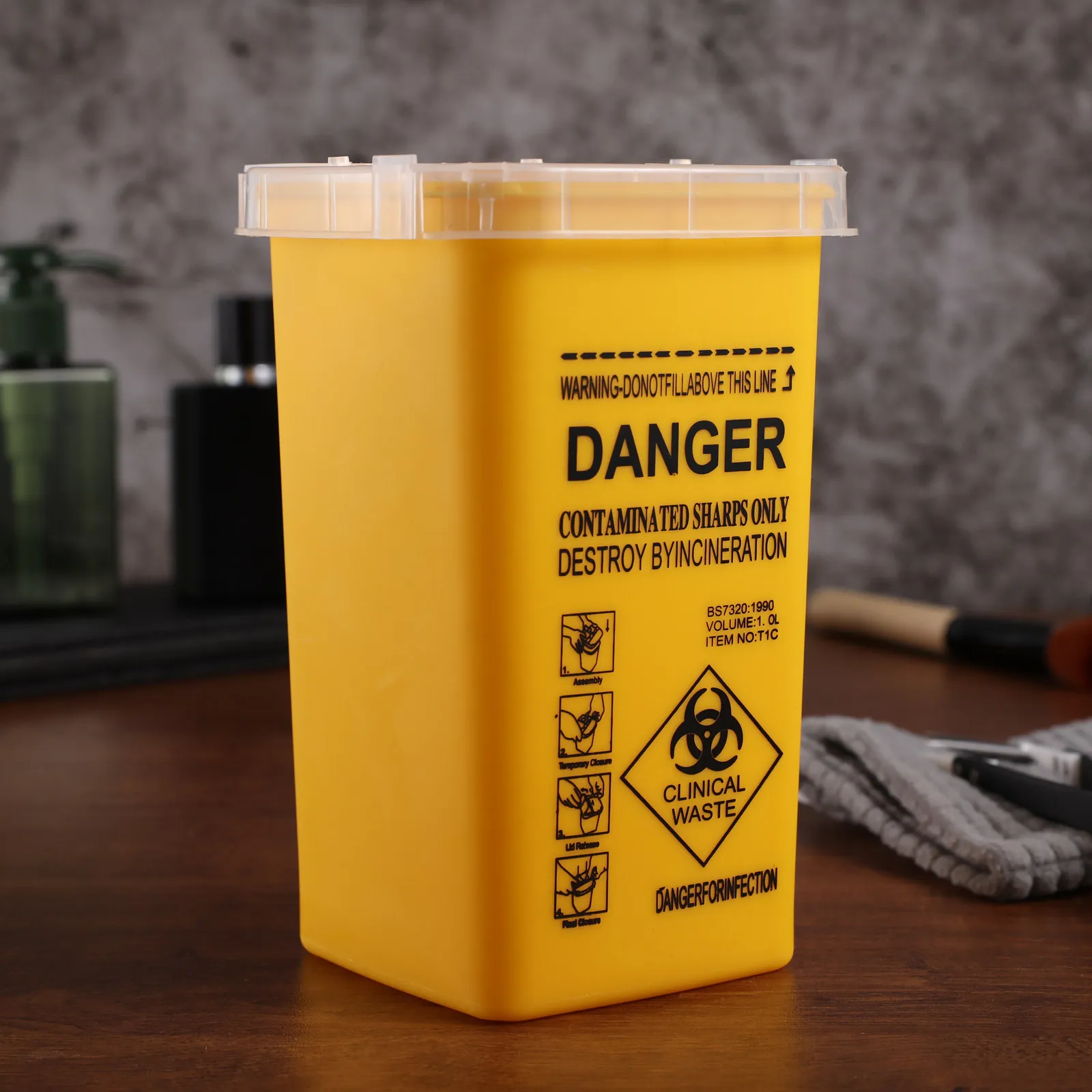 

Small Yellow Sharps Disposal Container Ideal for Tattoo Needles Insulin Syringes Lancets Pipettes Glass
