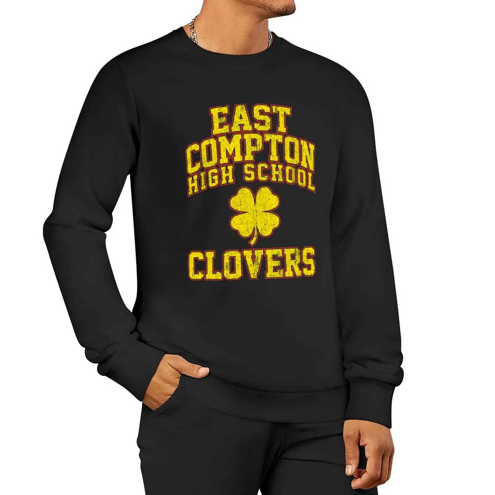 

Пуловер с капюшоном East Compton High School Clovers, одежда для мужчин, комплект мужской толстовки, модная мужская одежда, толстовка с капюшоном