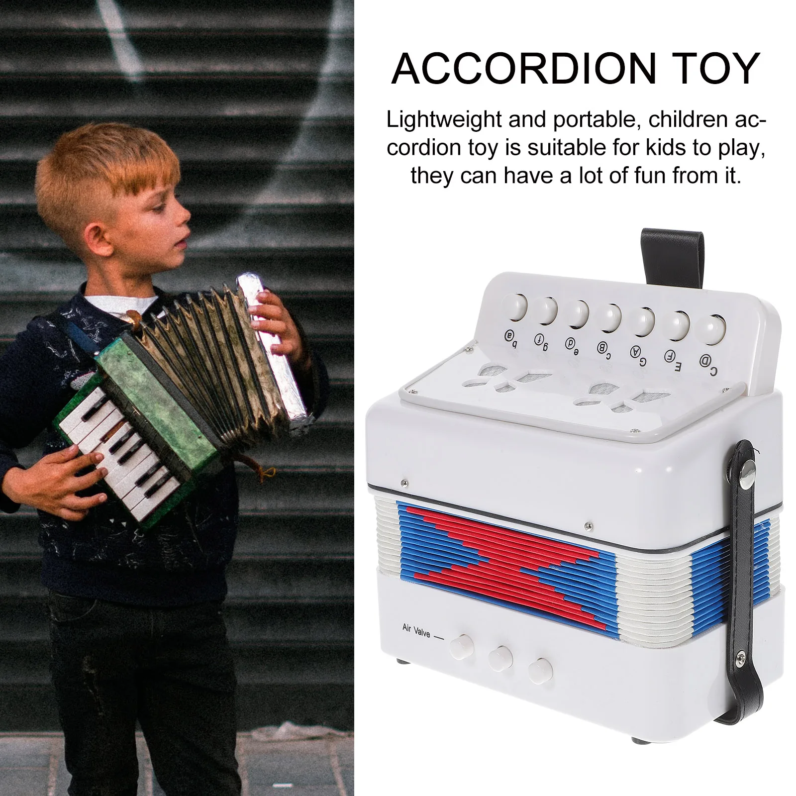 

Accordion Toy Kids Musical Instrument ABS Durable Portable Lightweight Childrens Fun Patience Visual Skills Performance