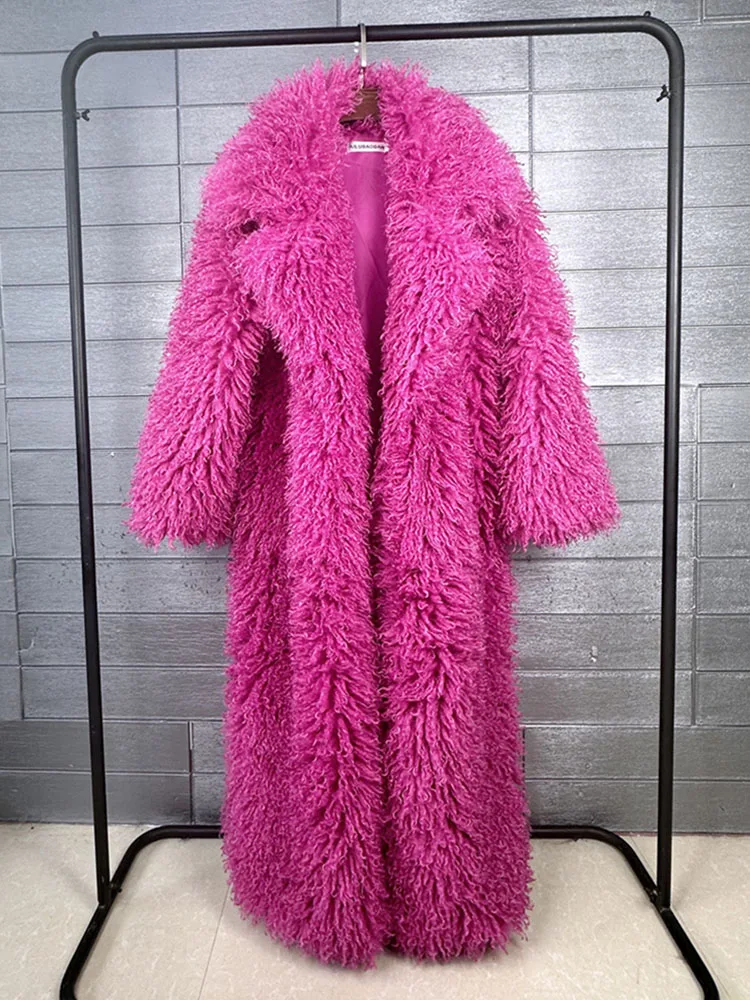 ZADORIN 130 cm x-long revers manteau de fourrure mongole femme épais chaud moelleux fausse fourrure veste femme manteaux vêtements d'hiver fourrure vêtements d'extérieur