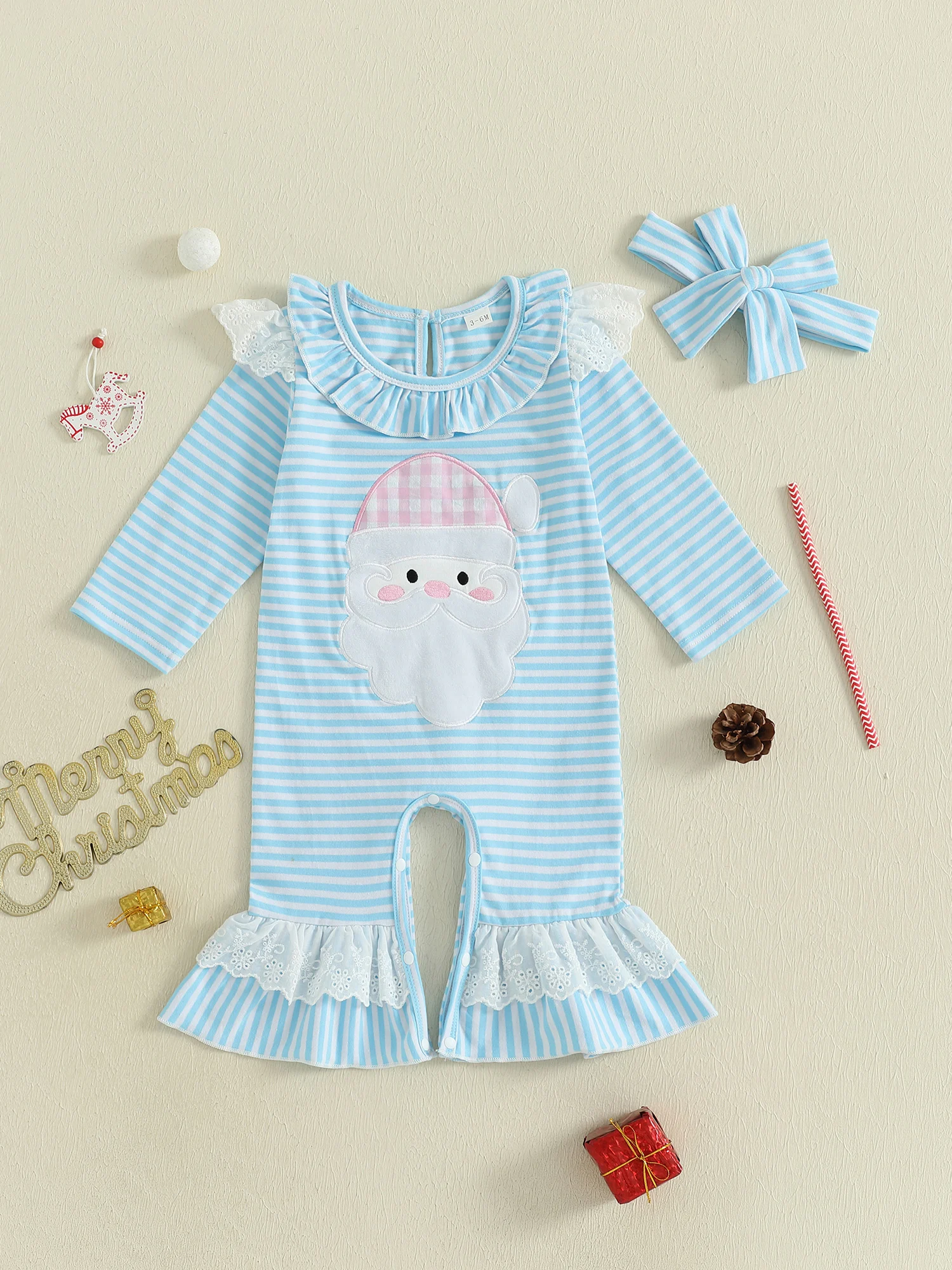 

Зимний наряд для маленьких девочек, очаровательный комбинезон с длинными рукавами и принтом оленей, с подходящей повязкой на голову, праздничная праздничная одежда для