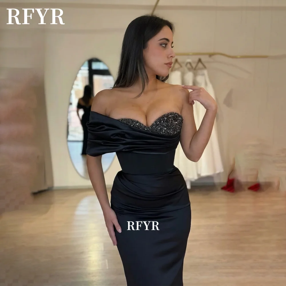 RFYR Off Shoulder Prom Dress with Sequins Brown Evening Dress Mermaid Party Princess Dress for Arabic Women Customized view 6