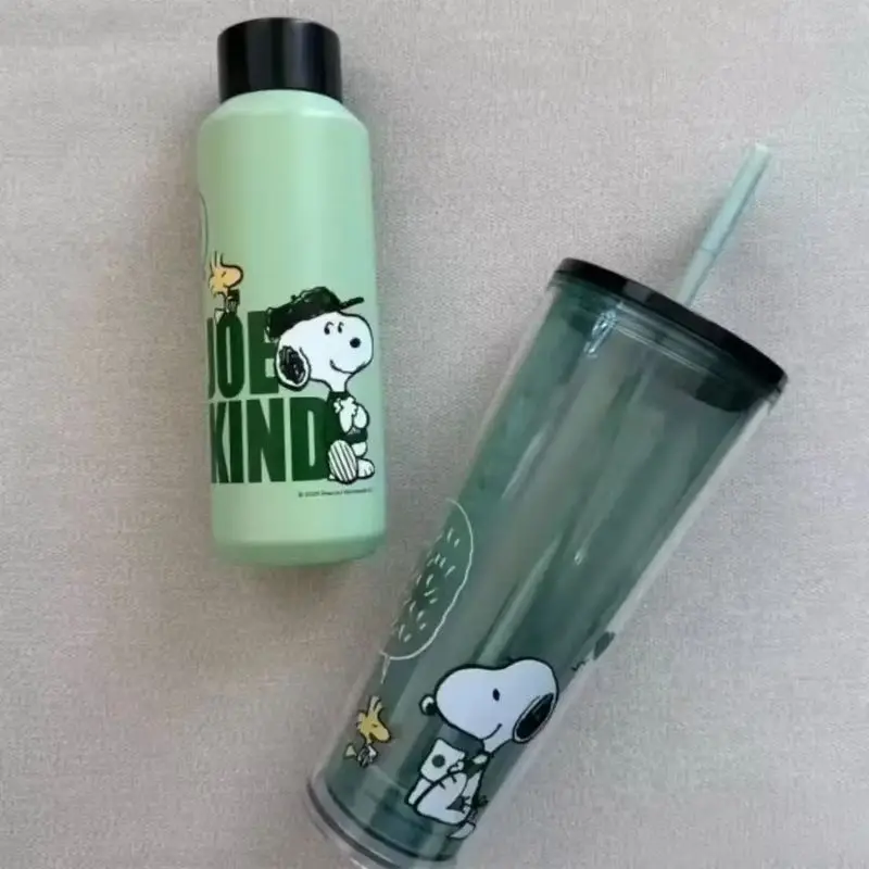 スヌーピー新共同プラスチックストローカップかわいい大容量水カップ漫画付属コーヒーレプリカカップサプライズガールギフト
