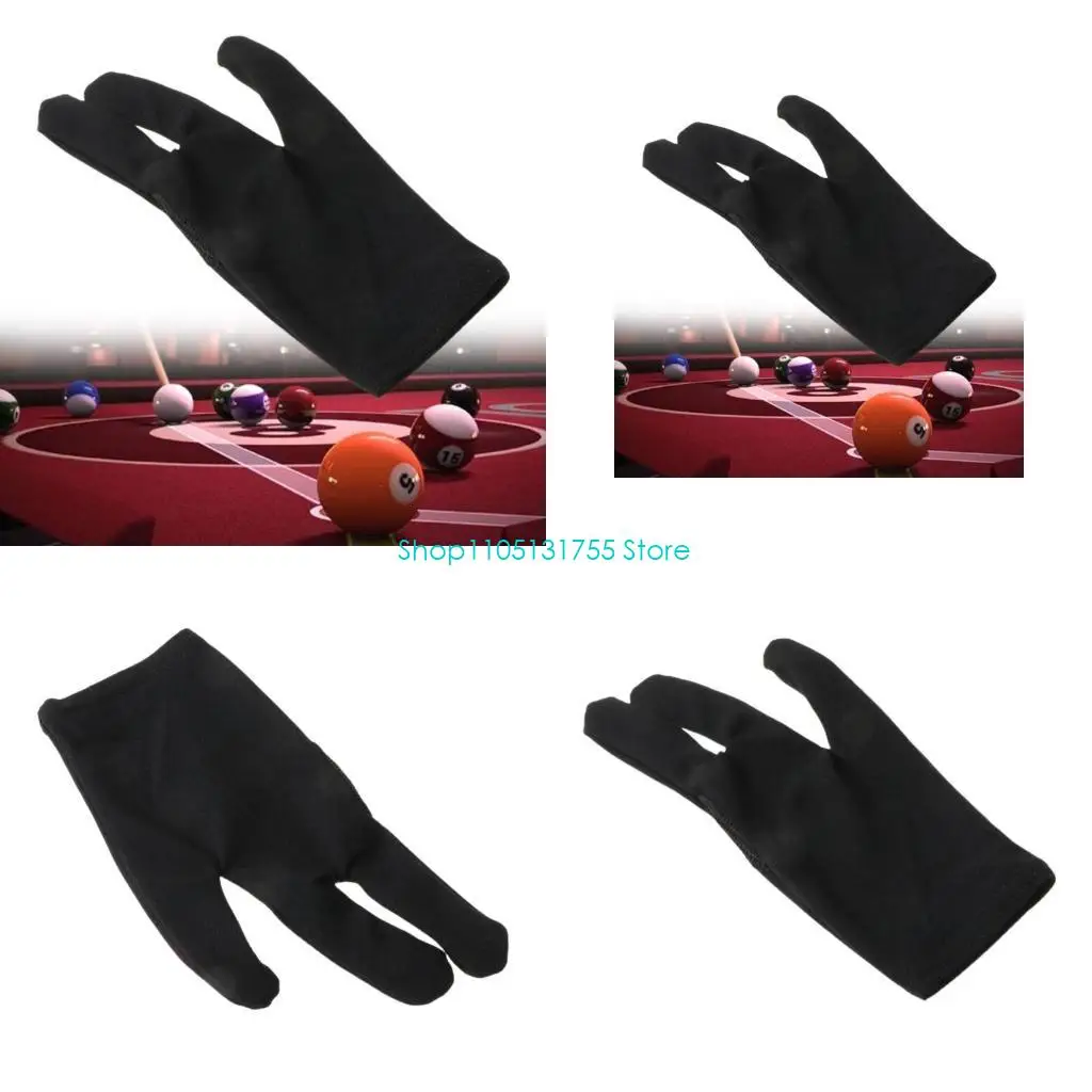 

K0EF 1pc Black Cue Billiard Pool Shooters 3 Fingers Gloves