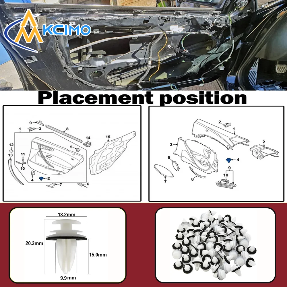 KCIMO 50PCS Car Door Panel Clip Universal Auto Bumper Mudguard Automotive Fastener Clip Auto Body Push Retainer Pin Rivet