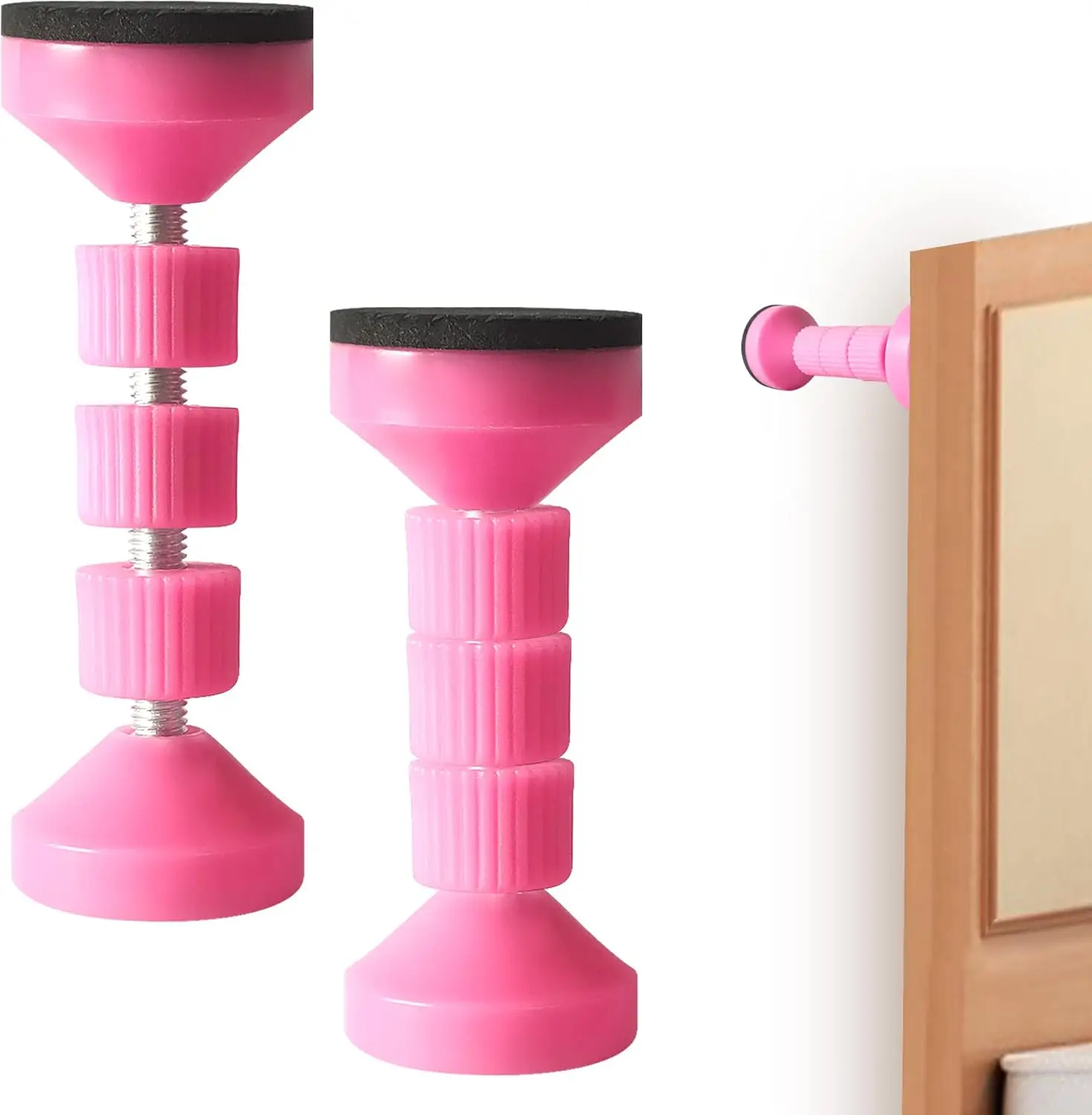

2Pcs Pink Adjustable Bed Frame Anti-Shake Tool, Headboard Stoppers With Free Furniture Pads And Screws, No More Creaking,