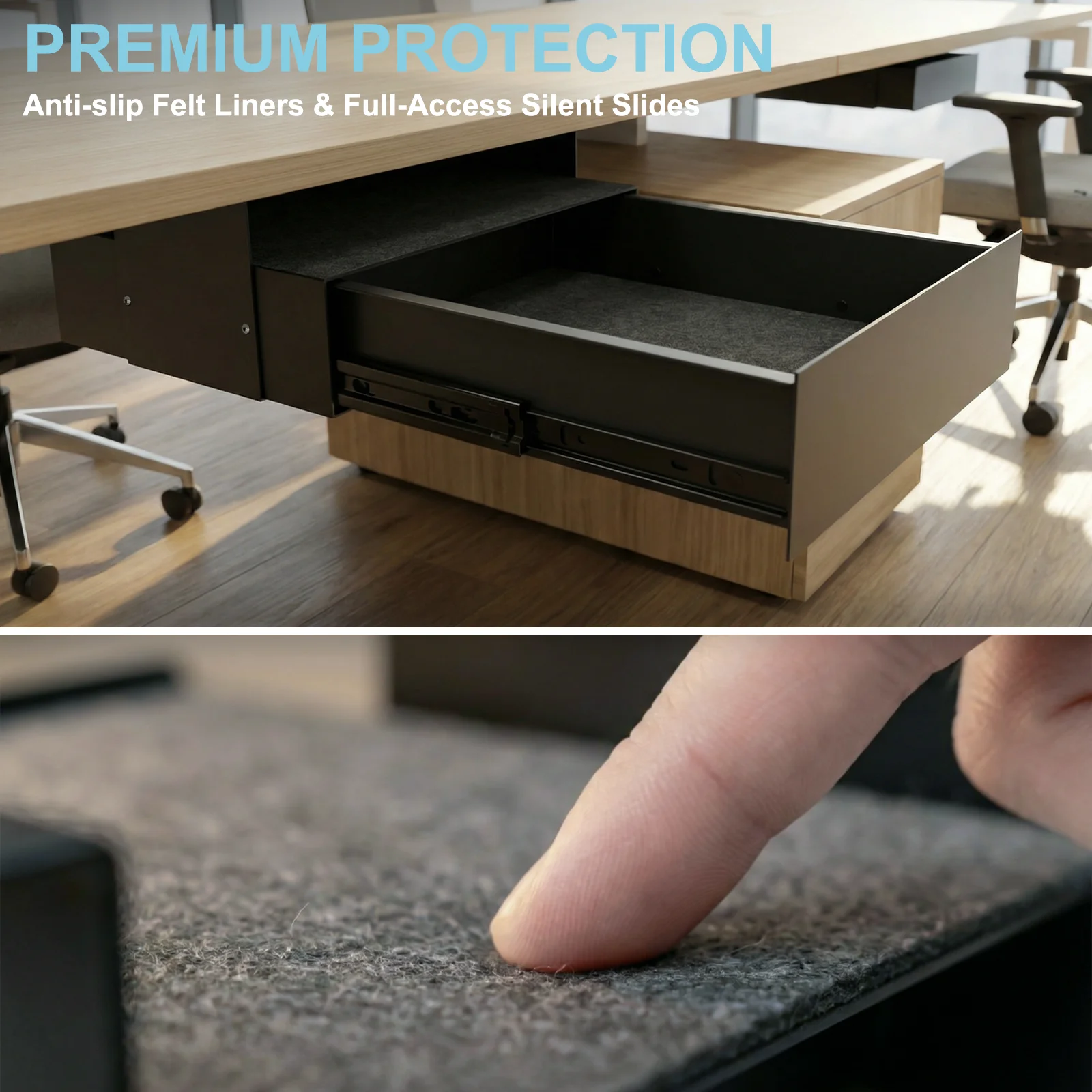 Drawer Under Desk Storage Office Slide Out Desk Organizer Box Hidden Desktop Organizer for Living Room & 0ffice