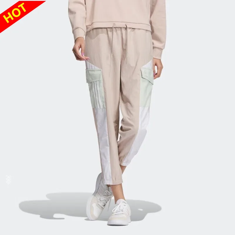 

Adidas Women's Beige Color Pant- Block Cargo Pants, Cropped Length, Drawstring Waist, for Casual Wear
