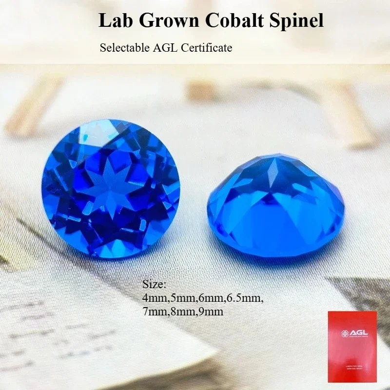 

Round Cut Lab Grown Cobalt Spinel VVS1 Synthetic Gemstone For Diy Jewelry Making Selectable AGL Certificate