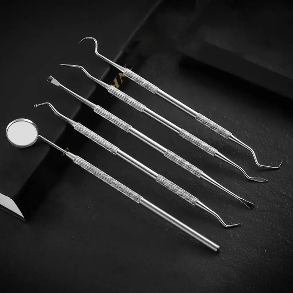 Kit de Herramientas Dentales de Acero Inoxidable para Eliminar la Placa, Cuidado Bucal con Limpiador de Placa, Raspador de Sarro, Limpiador de Dientes y Lengua para la Familia 6