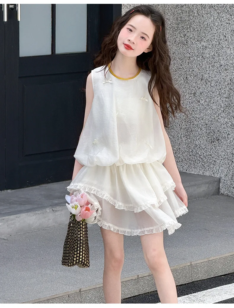 2026 New Teenage Fashion Clothing Suits,  Baby Girls 2 Piece Sets,  Blouse +Skirts  5 -12 T