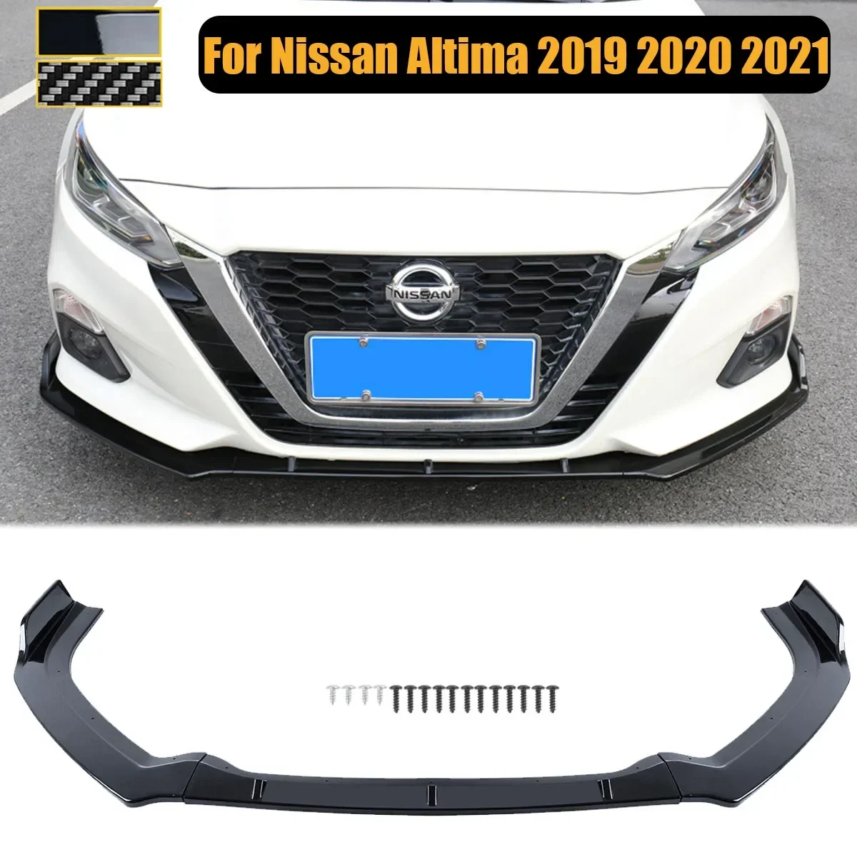 For Nissan Altima 2019 2020 2021 Sedan 4 Door Front Bumper Lip Spoiler Side Splitter Canards Body Kit Guards Car Accessories