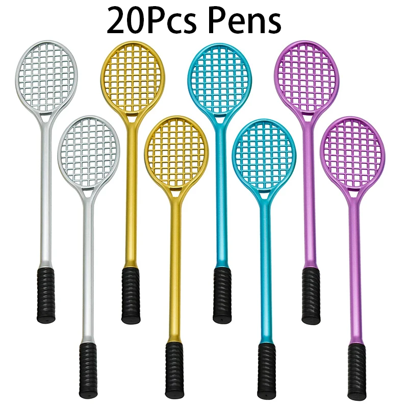 20Pcs Tennis Racket Shaped Rollerball Pens Tennis Racket Gel Ink Pen Novelty Sports Pens for School Office Stationery