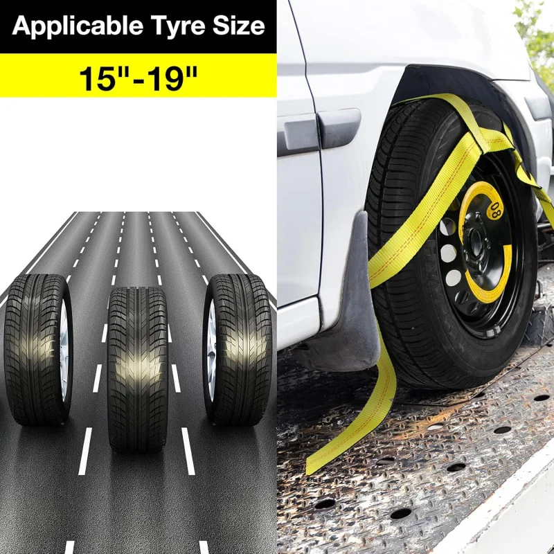 

2 упаковки ремней для буксировочной корзины с плоским крючком, универсальная сетка для капота автомобильных шин, подходит для шин диаметром 14–19 дюймов, автомобильная завязка
