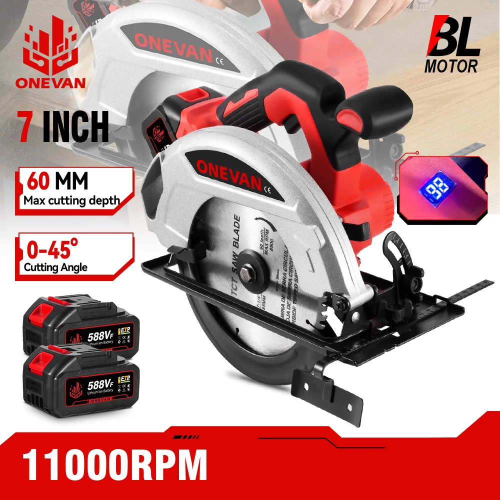 4000W 7Inch Brushless 185mm Electric Circular Saws Cordless Saw Adjustable Woodworking Power Tool For Makita 18V Battery Pin