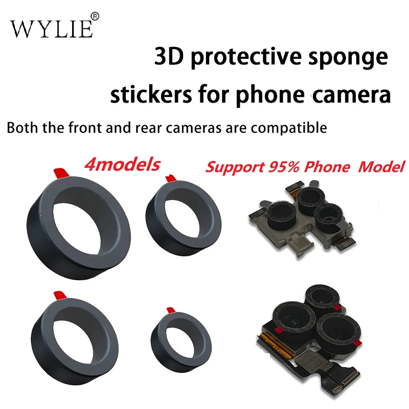 Premium 70 Pieces Each Box 4 Size WYLIE 3D Protective Sponge Stickers for Phone Camera Compatible Both Front Rear 95% Model