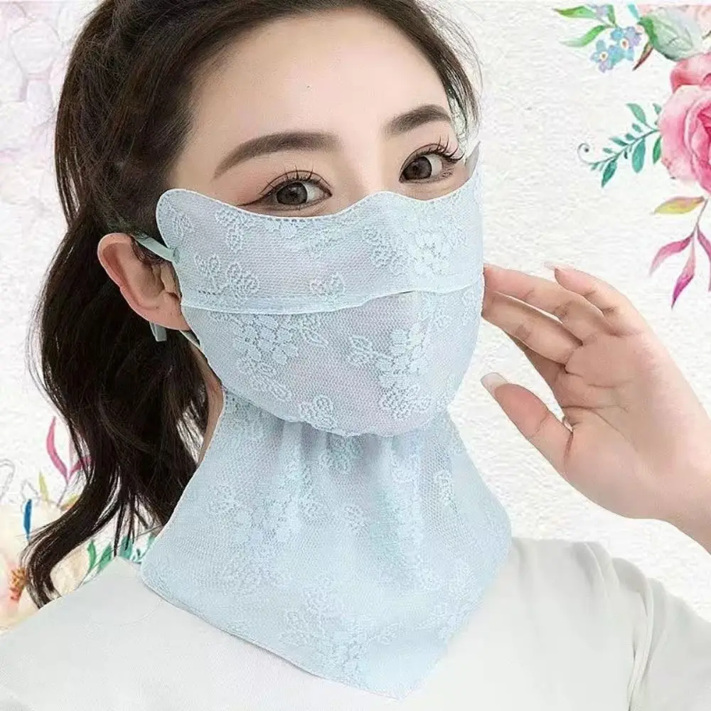 

Anti-UV Lace Flowers Sunscreen Mask UV Protection Ear-Loop Neck Protection Mask Breathable Comfortable Face Cover Scarf