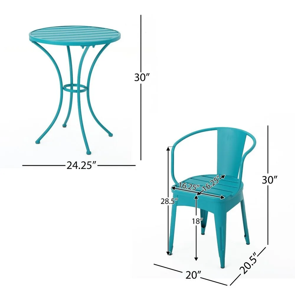 Collins Outdoor 3 Piece Matte Green Iron Bistro Set