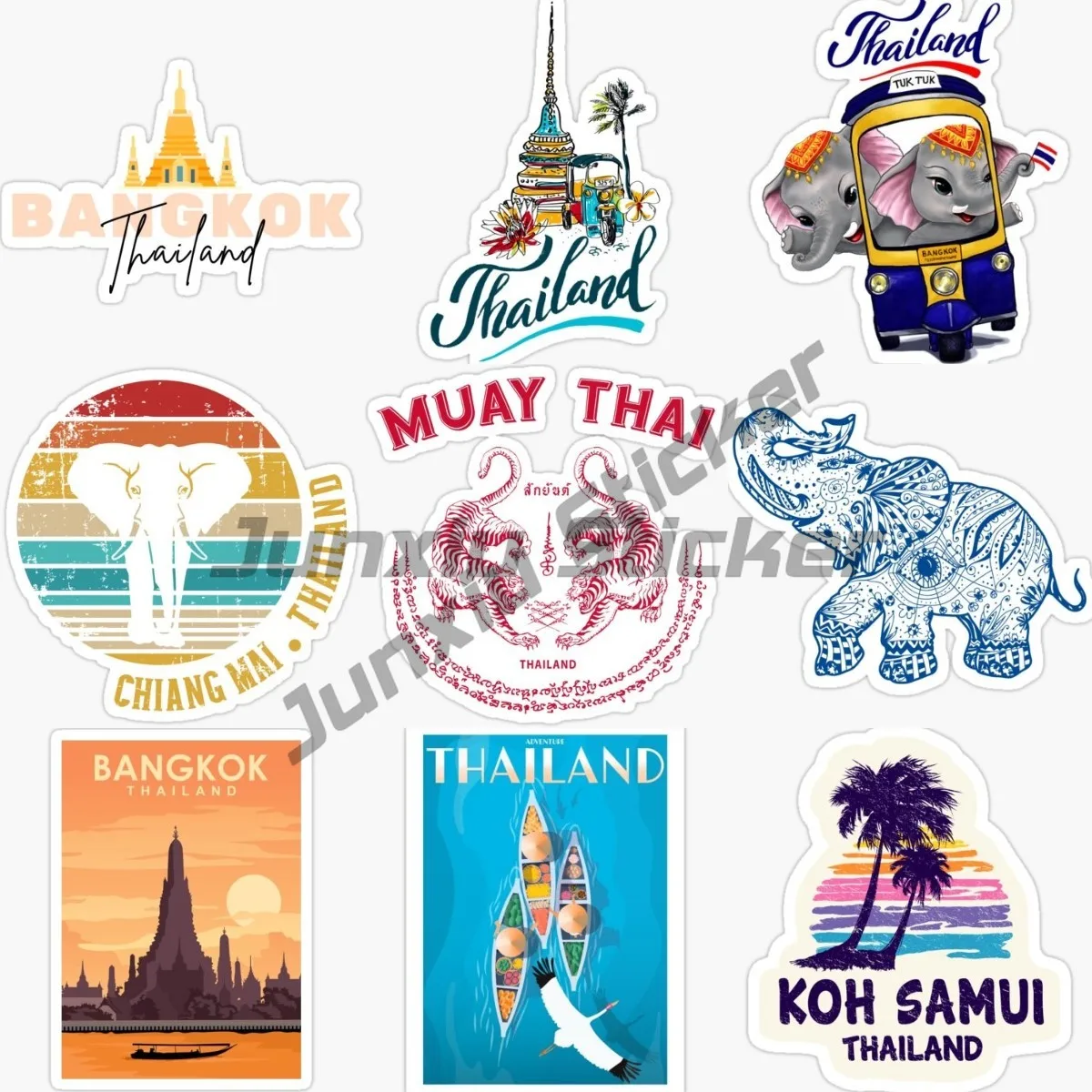 Thailand TH Elephant Scenery Sticker Motorcycle Window Laptop Truck Bicycle Van Wall Door Glass Accessories Decal Customizable