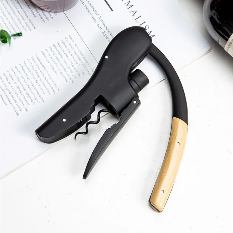 

Gooseneck Wine Opener-Manual Lever Pump Corkscrew Vertical Design Foil Cutter& ABS Wooden Handle Gift for Wed Home Bar Sommelier