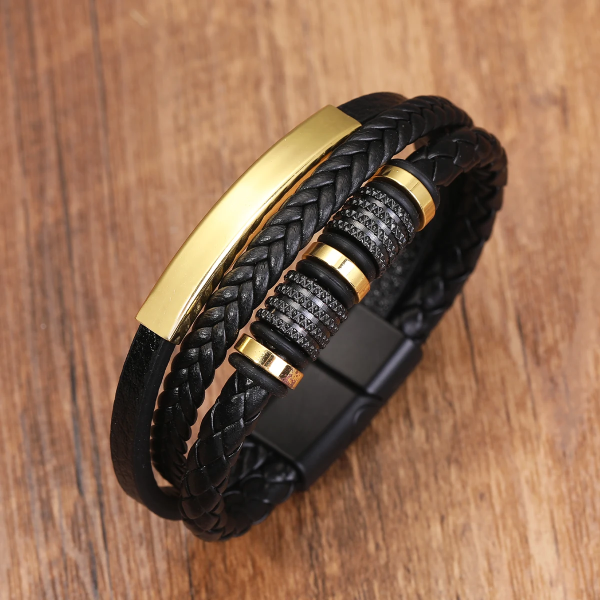

Fashion Men's Leather Bracelets New Hand-Woven Multi-Layer Combination Accessories Classic Men's Jewelry Direct Wholesale
