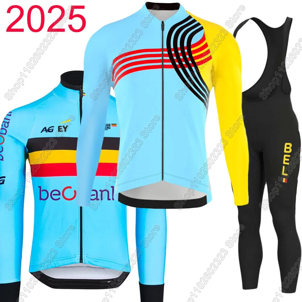

Belgium National Team Cycling Jersey 2025 Set Clothing Suit Summer Winter Mens Long Sleeve MTB Bike Road Pants Bib Ropa Ciclismo