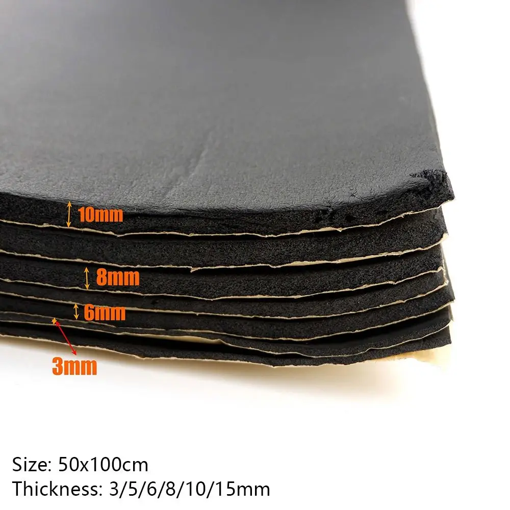 1 rouleau de mousse insonorisante autocollante 100x50cm, tapis d'isolation acoustique, mousse de caoutchouc 3/5/6/8/10/15mm