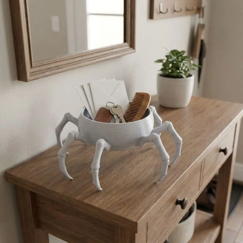 3D Printed Spider Shaped Planter Gothic Style Novelty Entrance Storage Box Multi-functional Plastic Flower Container