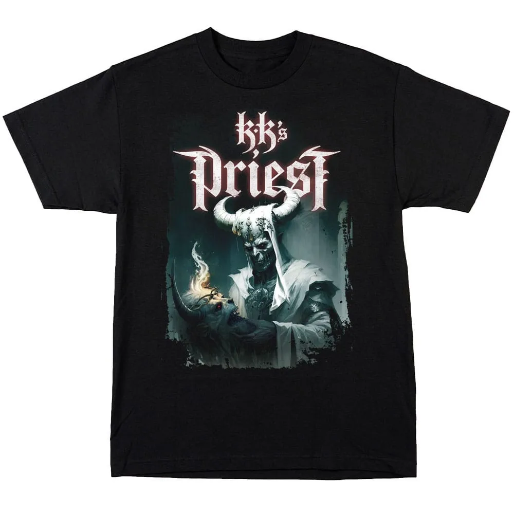 تي شيرت KK's Priest الأسود الشهير الجديد من القطن بالحجم الكامل للجنسين