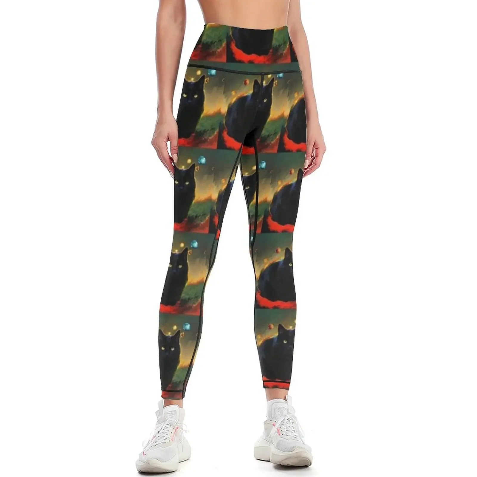 

black cat Leggings Women sports Fitness woman gym wear gym clothing Womens Leggings