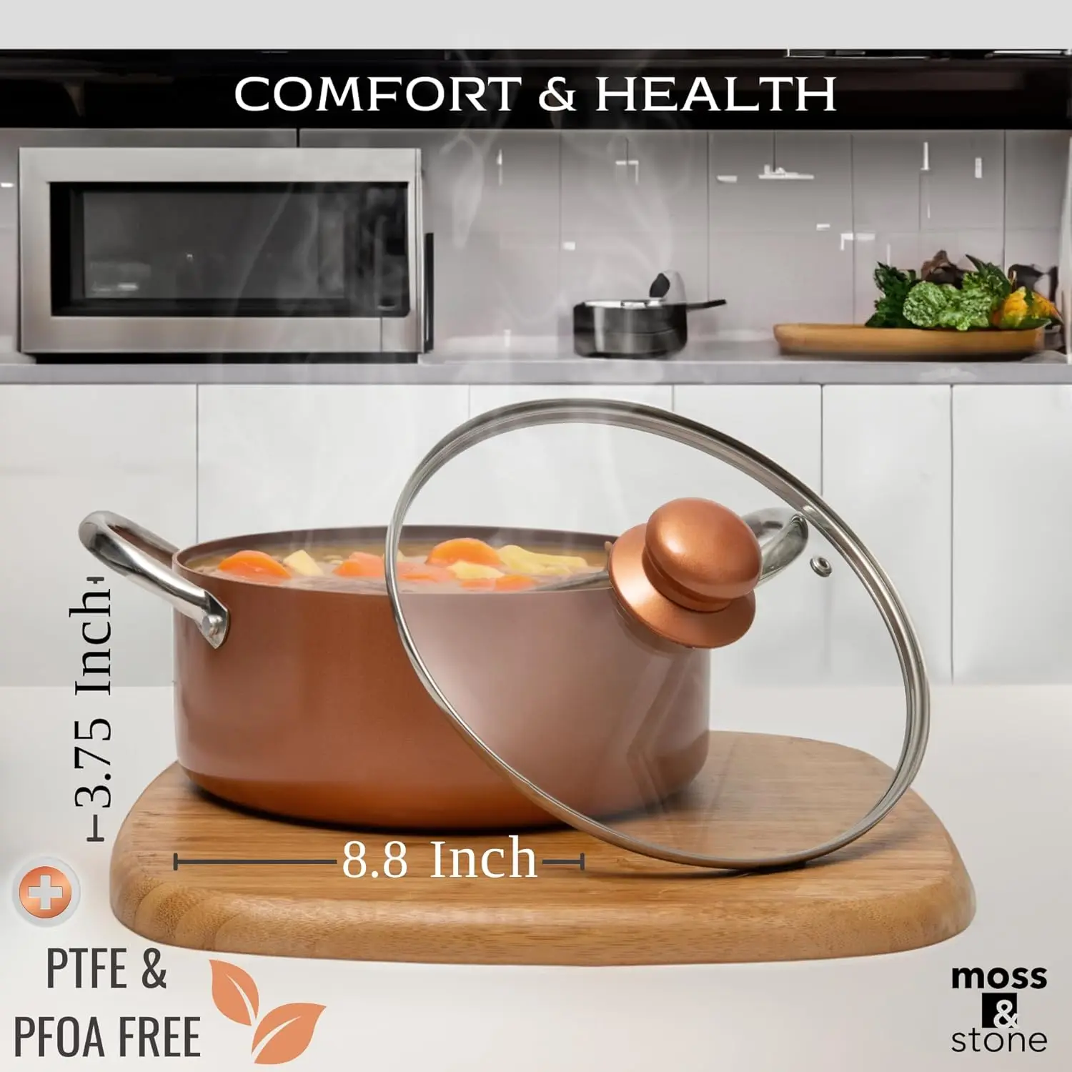 7 Pcs Copper Pots And Pans Set, Copper Chef Cookware Non Stick, Square Copper Pans for Cooking, Round Copper Pot & Fry Basket